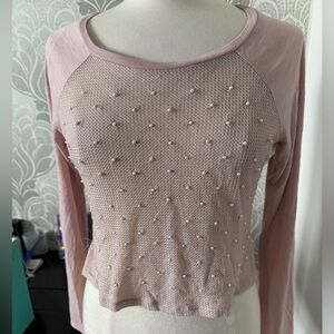 American Eagle Pink Pearl Embellished Women's Top M